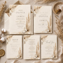 Neutral Pampas Elegance Boho Wedding Suite