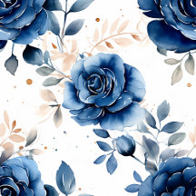 Sapphire Serenity Blue Rose Floral Pattern