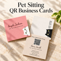 Mochi Cat Pet Sitting QR Business Cards
