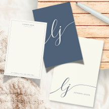 Monogram Script Calligraphy Initials Navy Ivory