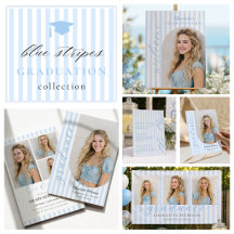 Blue Stripes Aesthetic Graduation Party