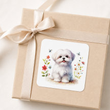 Cute Shih Tzu Puppy Floral Watercolor