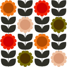  Mid-Century Modern Colored Retro Groovy Flowers 