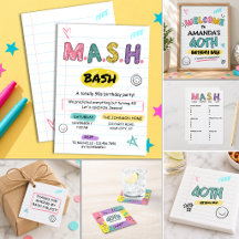 90s MASH Bash Birthday Party Invitations & Games