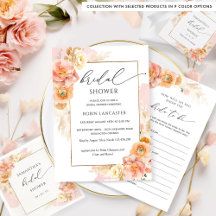 Elegant Peach Floral Bridal Shower Collection