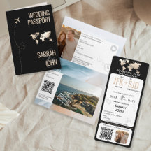 Modern Passport Wedding Invitations