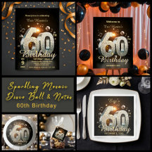 Sparkling Mosaic Disco Ball & Notes 60th Birthday