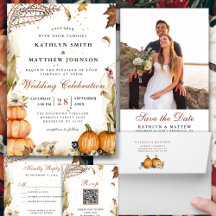 Fall in Love Pumpkin Rustic Botanical Wedding