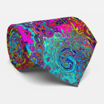 Neck Ties with Groovy Liquid Swirl Rainbow Colors 