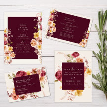 Romantic Deep Burgundy Floral Elegant Wedding 