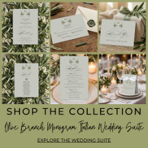 Sage Green Olive Branch Monogram Wedding Suite