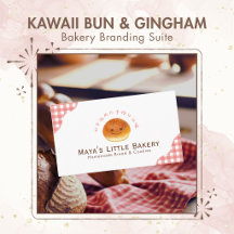 Kawaii Bun & Red Gingham Bakery Branding Suite