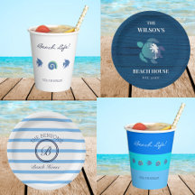 BEACH PARTY NAPKINS, PLATES AND CUPS