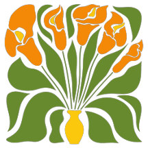 Green & Orange Modern Abstract Flower