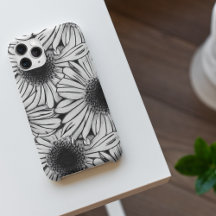 Phone Case Designs - Black & White Floral