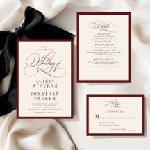 Classic old money burgundy ivory wedding