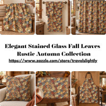 Elegant Stained Glass Fall Leaves - Rustic Autumn