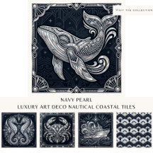 Navy Pearl: Luxury Art Deco Nautical Coastal Tiles