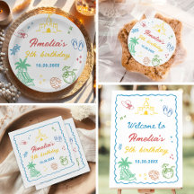 Hand-Drawn Summer Fun Custom Pool Party 