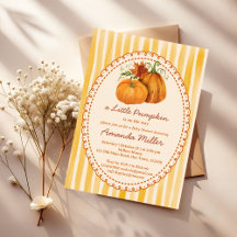 Little pumpkin retro stripped baby shower 