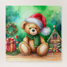 Cute Teddy Bears At Christmas Jigsaw Puzzles-4