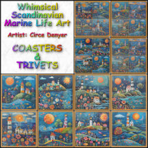 COASTERS & TRIVETS - Scandinavian Marine Life Art