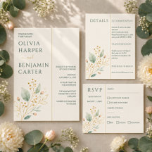 Modern Sage Green and Gold Botanical Wedding Suite
