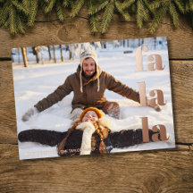 fa la la minimalist Christmas holiday photo cards 