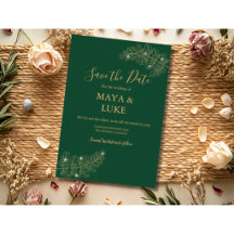 Emerald Green Timeless Save The Date Invitations