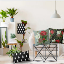 Winter pine trees flowers and leaves home decor