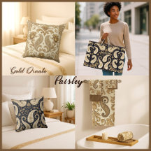 Luxury Vintage Gold Paisley Persian Heritage Decor