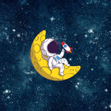 Personalized Astronaut on Moon with Rocket
