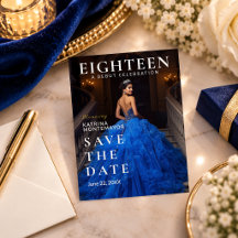 Elegant Royal Blue & Gold 18th Birthday Debut
