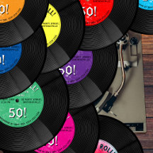 Retro Vinyl Record Rock N Roll Colorful Birthday