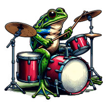 Cartoon Frog playing the Drums