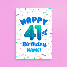 (Age 40-49) Balloon Numbers Birthday Card