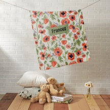 Poppy Flowers Orange Watercolor Pattern
