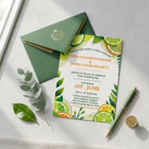Citrus Green & Bold Chartreuse Wedding Invitation 
