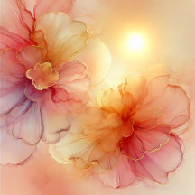 Custom Peach Raspberry Floral Alcohol Ink Gifts