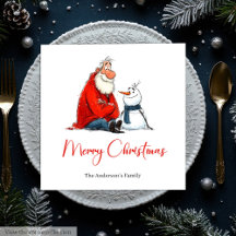 Quirky funny Santa Claus Christmas naplkins #07W