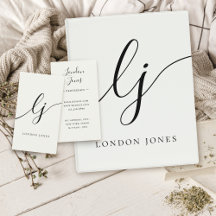 Monogram Calligraphy Script Elegant Ivory White