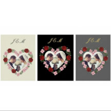 Floral wedding with heart: rose and red