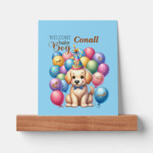 Welcome Baby Boy Puppy Dog and Balloons Design