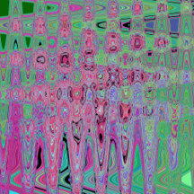 Pink and Lime Green Groovy Abstract Atomic Waves