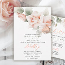 Elegant Blush Peach Watercolor Floral Wedding