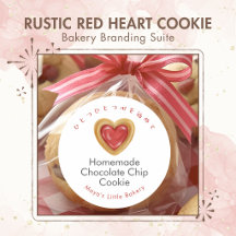 Rustic Red Heart Cookie Bakery Branding Suite