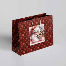 Classic Santa Claus Rudolph Christmas Gift Bag 91R