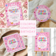Whimsical Gemstone Colorful Birthday 