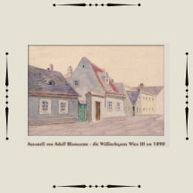 Vintage Aquarell Österreich Wällischgasse um 1890