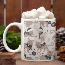 Cute Festive Cat Christmas Pattern